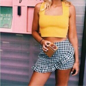 SEEK The Label squared neck Yellow Crop Bandage Top Medium